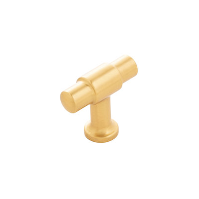Hickory Hardware Piper T-Knob Brushed Golden Brass - 1 5/8 in