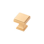 Belwith Keeler Brownstone Square Knob Brushed Golden Brass - 1 1/8 in