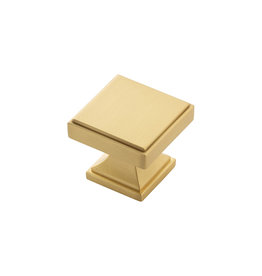 Belwith Keeler Brownstone Square Knob Brushed Golden Brass - 1 3/8 in