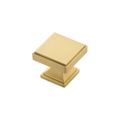 Belwith Keeler Brownstone Square Knob Brushed Golden Brass - 1 3/8 in