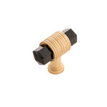 Belwith Keeler Chrysalis T-Knob Brushed Golden Brass with Opaque Black Glass - 1 7/8 in
