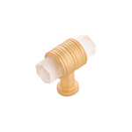 Belwith Keeler Chrysalis T-Knob Brushed Golden Brass with Frosted Glass - 1 7/8 in