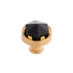 Belwith Keeler Chrysalis Knob Brushed Golden Brass with Opaque Black Glass - 1 3/16 in