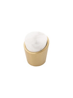 Belwith Keeler Firenze Knob White Marble with Brushed Golden Brass - 1 1/4 in