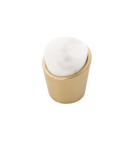 Belwith Keeler Firenze Knob White Marble with Brushed Golden Brass - 1 1/4 in