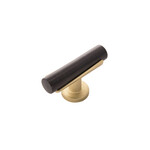 Belwith Keeler Firenze T-Knob Black Marble with Brushed Golden Brass - 2 1/2 in