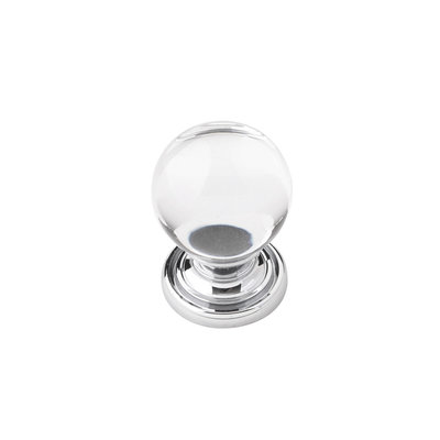 Belwith Keeler Luster Globe Knob Glass with Chrome - 1 1/8 in