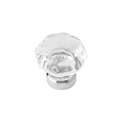 Belwith Keeler Luster Octagonal Knob Glass with Chrome - 1 1/2 in