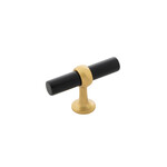 Belwith Keeler Ostia T-Knob Matte Black and Brushed Golden Brass - 2 1/2 in