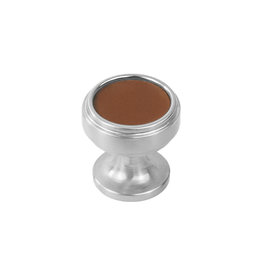 Belwith Keeler Reserve Knob Brown Leather & Satin Nickel - 1 1/4 in