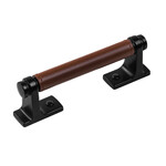 Belwith Keeler Reserve Pull Brown Leather & Matte Black - 3 3/4 in