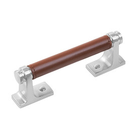 Belwith Keeler Reserve Pull Brown Leather & Satin Nickel - 3 3/4 in