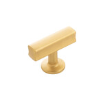 Hickory Hardware Woodward T-Knob Brushed Golden Brass - 1 15/16 in