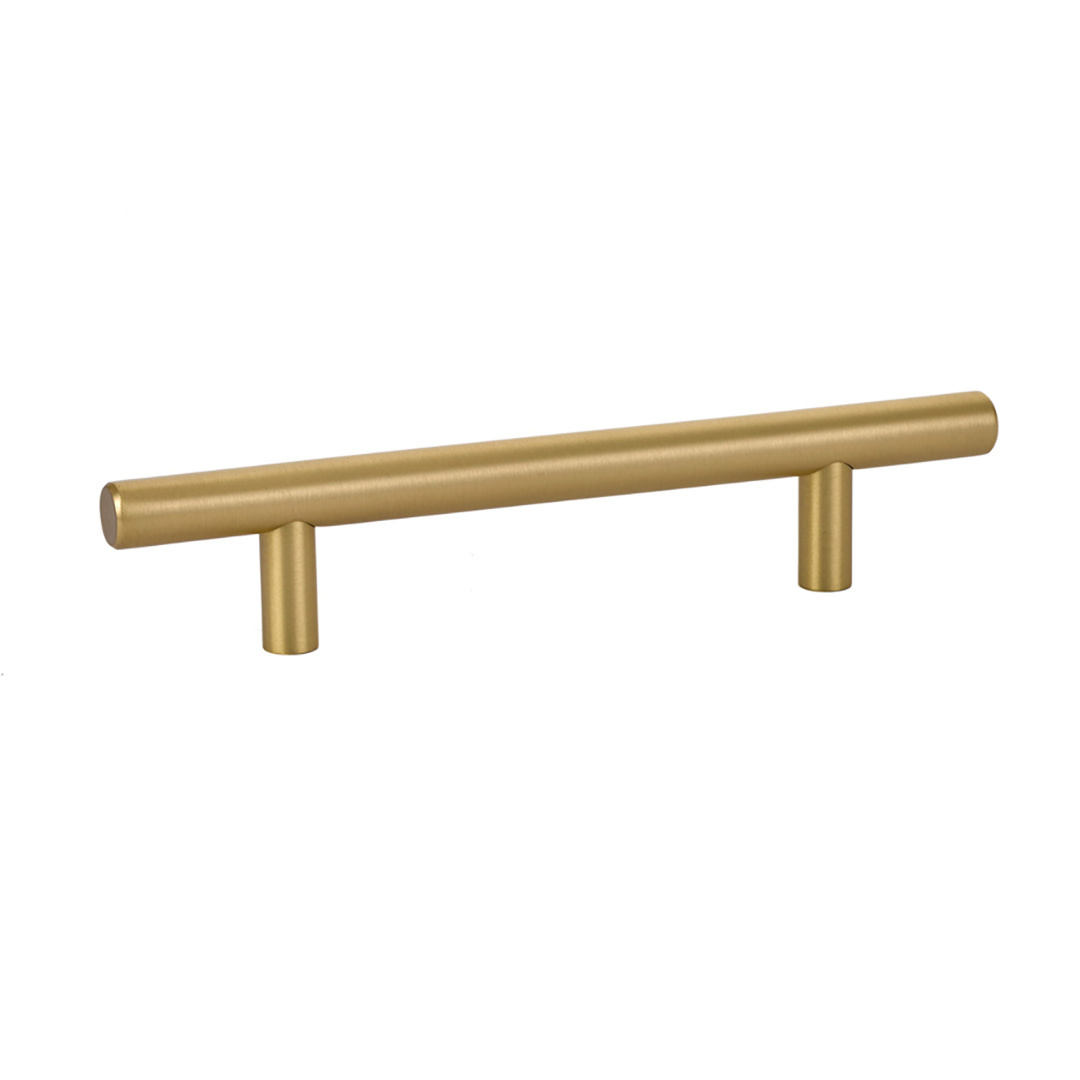Emtek Select Satin Brass Knurled Bar 3-1/2 Inch Center to Center with  Rectangular Stem in Polished Nickel Overall Length 4-1/4 Inch Cabinet  Pull/Handle