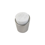 Belwith Keeler Firenze Knob White Marble with Satin Nickel - 1 1/4 in