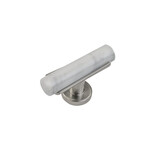 Belwith Keeler Firenze T-Knob White Marble with Satin Nickel - 2 1/2 in