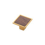 Belwith Keeler Fuse Knob Brushed Golden Brass with Walnut - 1 7/16 in