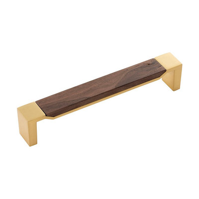 Belwith Keeler Fuse Pull Brushed Golden Brass with Walnut - 6 5/16 in