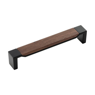 Belwith Keeler Fuse Pull Matte Black with Walnut - 6 5/16 in