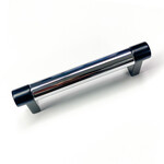 Emtek Select Cabinet Pull Smooth Flat Black & Polished Chrome - 8 in