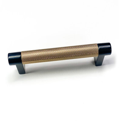 Emtek Select Cabinet Pull Knurled Flat Black & Satin Brass - 3 1/2 in