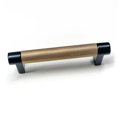 Emtek Select Cabinet Pull Knurled Flat Black & Satin Brass - 5 in