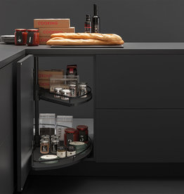 Vibo Galaxy Half-Moon Shaped Lazy Susan Anthracite Dark Grey - 30 1/4 in