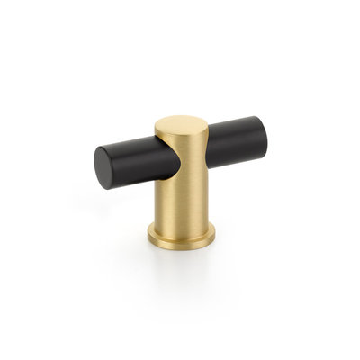 Schaub Foncé T-Knob Matte Black/Satin Brass - 2 in