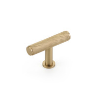 Pub House Knurled T-Knob Signature Satin Brass - 2 in