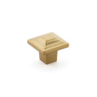 Menlo Park Square Knob Signature Satin Brass - 1 1/4 in
