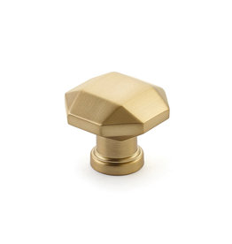 Schaub Menlo Park Faceted Knob Signature Satin Brass - 1 1/4 in