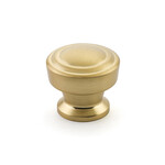 Schaub Menlo Park Button Knob Signature Satin Brass - 1 1/4 in
