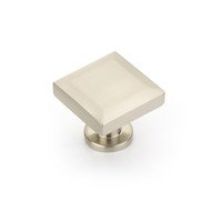 Heathrow Square Knob Brushed Nickel - 1 1/4 in