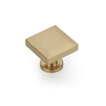 Schaub Heathrow Square Knob Signature Satin Brass - 1 1/4 in