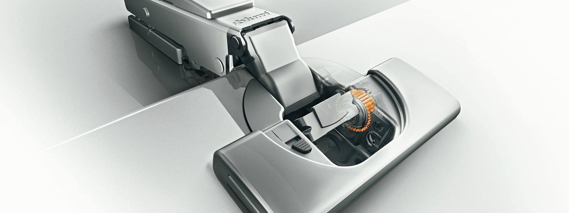 Blum hinge with a diagram showing the internal mechanisms