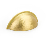 Schaub Atherton Hammered Knurled Edged Cup Pull Satin Brass - 3 in