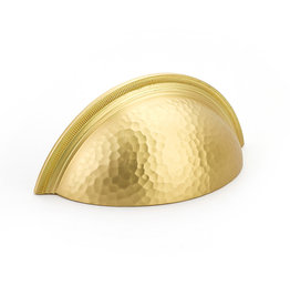 Schaub Atherton Hammered Knurled Edged Cup Pull Satin Brass - 3 in