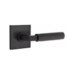 Emtek Select L-Square Knurled Passage Lever Flat Black - Square Rosette Right Handed