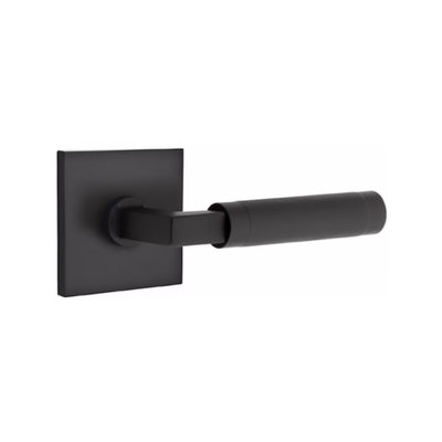 Emtek Select L-Square Knurled Privacy Lever Flat Black - Square Rosette Left Handed
