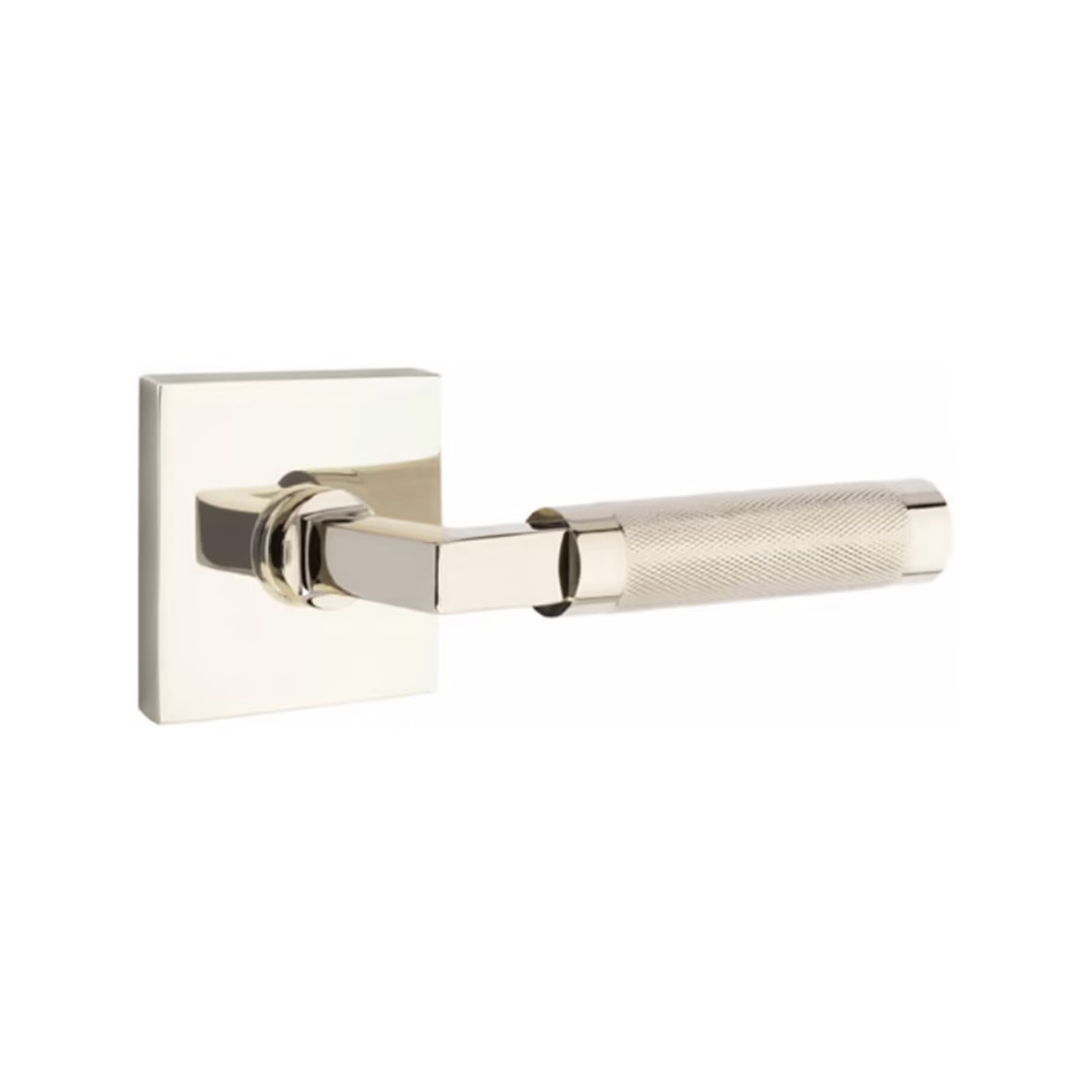 Select L-Square Knurled Privacy Lever Polished Nickel - Square Rosette Left  Handed - Handles & More