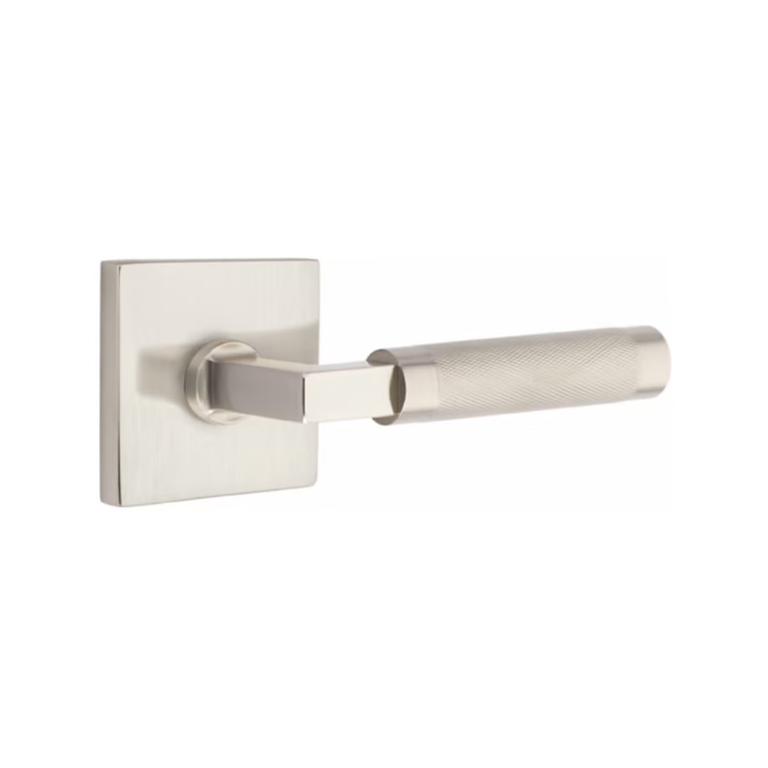 Select L-Square Knurled Privacy Lever Satin Nickel - Square Rosette Right  Handed