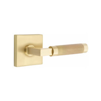Select L-Square Knurled Dummy Lever Satin Brass - Square Rosette