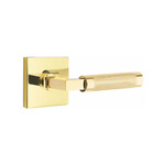 Emtek Select L-Square Knurled Passage Lever Unlacquered Brass - Square Rosette Left Handed