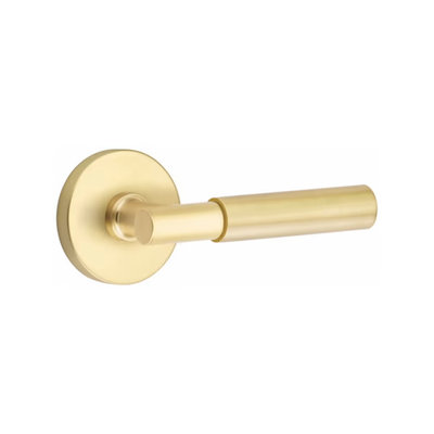 Emtek Myles Passage Lever Satin Brass - Disk Rosette Right Handed