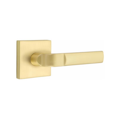 Emtek Aston Privacy Lever Satin Brass - Square Rosette Left Handed