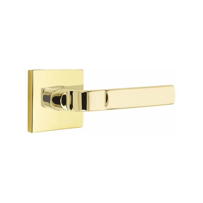 Emtek Aston Passage Lever Unlacquered Brass - Square Rosette Right Handed