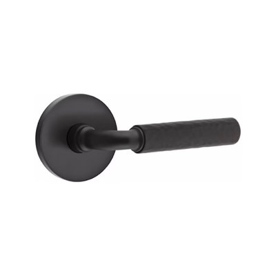 Emtek Select R-Bar Hammered Passage Lever Flat Black - Disk Rosette Left Handed