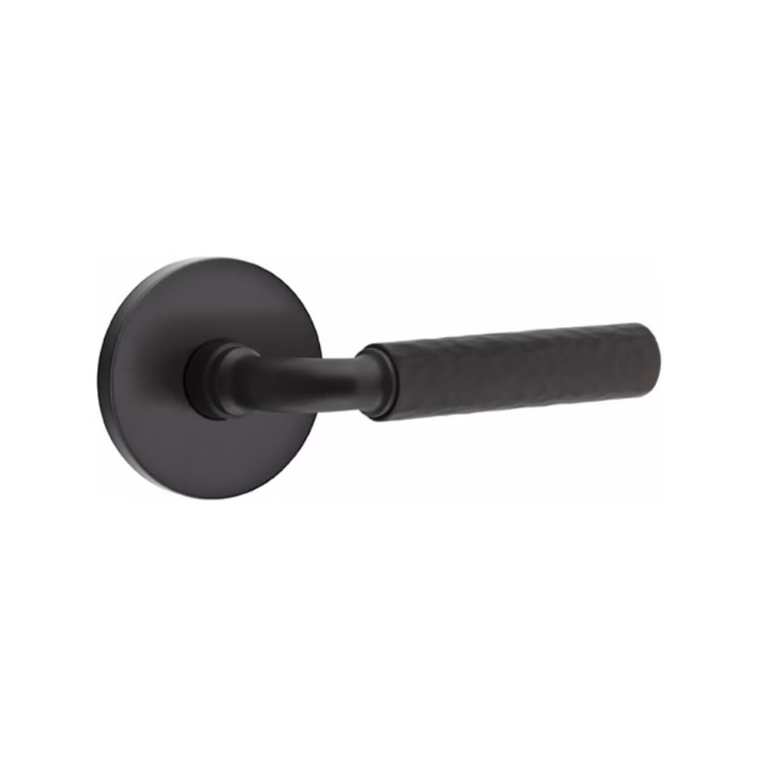 Select RBar Hammered Passage Lever Flat Black Disk Rosette Right