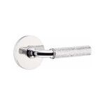 Emtek Select R-Bar Hammered Privacy Lever Polished Chrome - Disk Rosette Right Handed