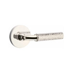 Emtek Select R-Bar Hammered Privacy Lever Polished Nickel - Disk Rosette Right Handed
